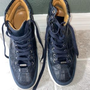 Jimmy Choo, Croc, Leather, Black